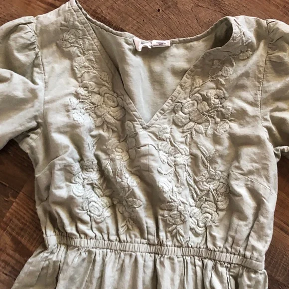 Lucky Brand Light Sage Tiered Ruffle Midi Dress 100% cotton - Picture 2 of 3